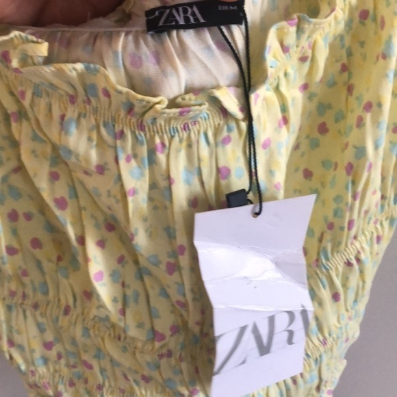NWTS Zara Puffy Shoulder Pastel Hyper-feminine Floral Tube Top Size Med… - Picture 4 of 6